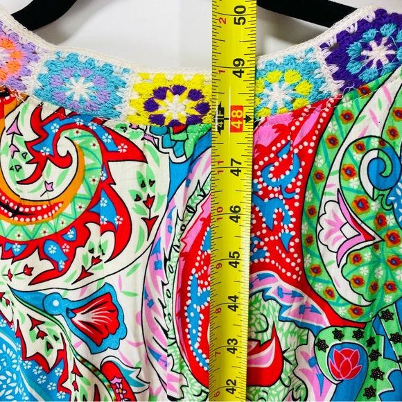 Daenery Maxi‎ Dress Womens Med Rainbow Short Sleeve Embroidered New VNeck Floral - Picture 9 of 9